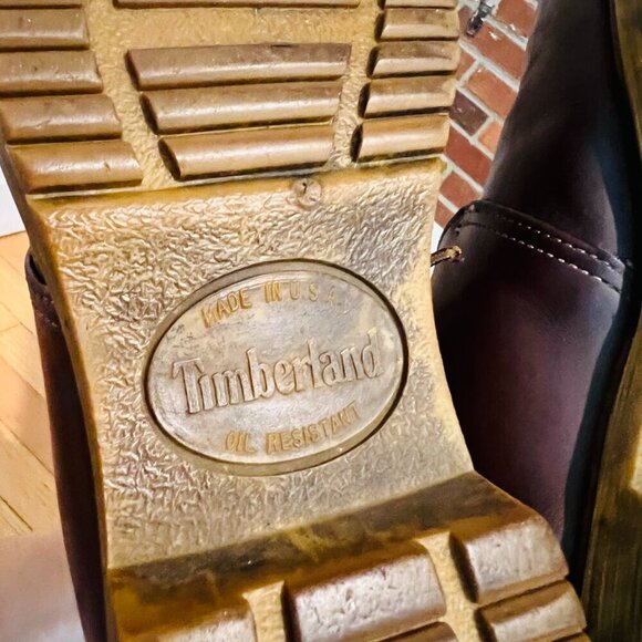 VTG Timberland USA Brown Leather ankle Boots Sherpa Lined Oil Resistant Women's - Picture 14 of 16